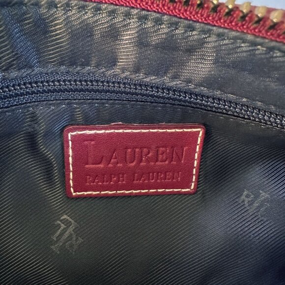 Vintage Lauren Ralph Lauren Baguette Bag Burgundy Red Leather Twist-Lock Y2K 90s - Picture 11 of 11